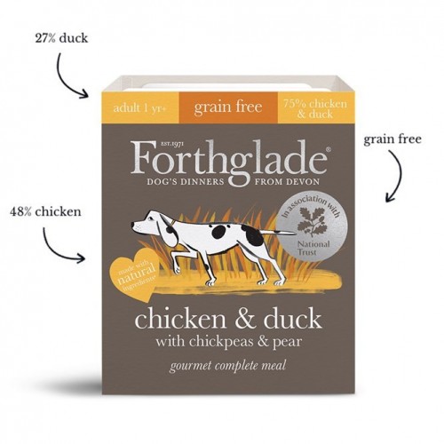 complete meal grain free - gourmet chicken & duck natural wet dog food with chickpeas & pear (395g)