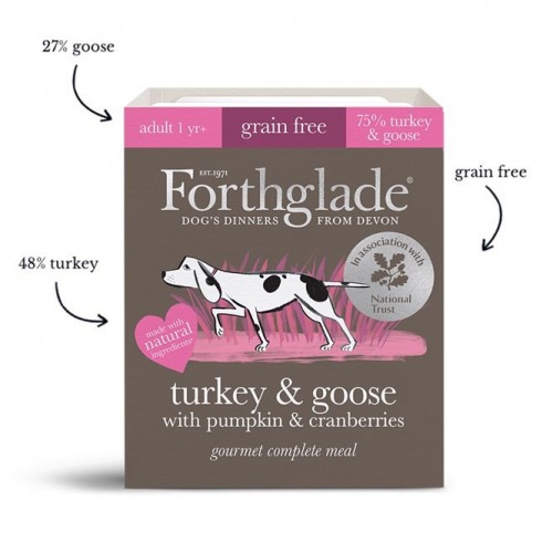 complete meal grain free - gourmet turkey & goose natural wet dog food with pumpkin & cranberries (395g)